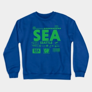 Vintage Seattle SEA Airport Code Travel Day Retro Travel Tag Crewneck Sweatshirt